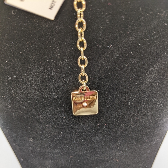 Anne Klien Gold-tone/ Black Necklace and Earrings 2pc Jewelry Set - Picture 12 of 16